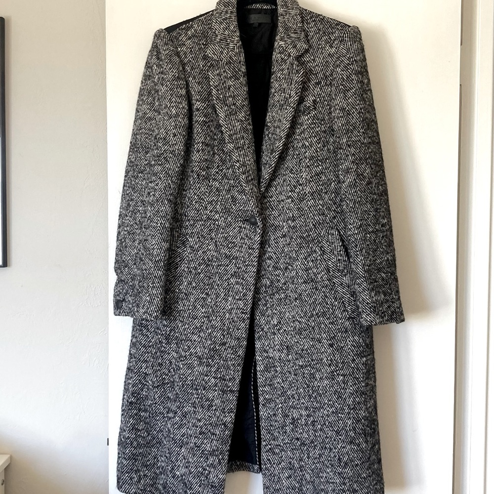 Rag & bone herringbone wool top coat like new
